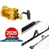 【2026新春初売 NO,8】《通常価格の20%OFF》オクマ マカイラ ドラグリール MK-50WII・メルトンコナ 5080オールローラートローリングロッド50lbセット