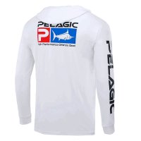 《シーズンセール30%OFF》ペラジック　アクアテック デラックスロゴ フード フィッシング ロングTシャツ