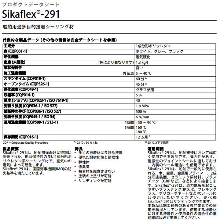 Sikaflex  高速硬化接着剤 シーラント黒   トップウォータータックルズ